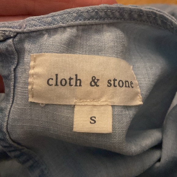 Anthropologie Cloth & Stone Chambray Peplum Open Back Sleeveless Top size S, EUC - Picture 5 of 6